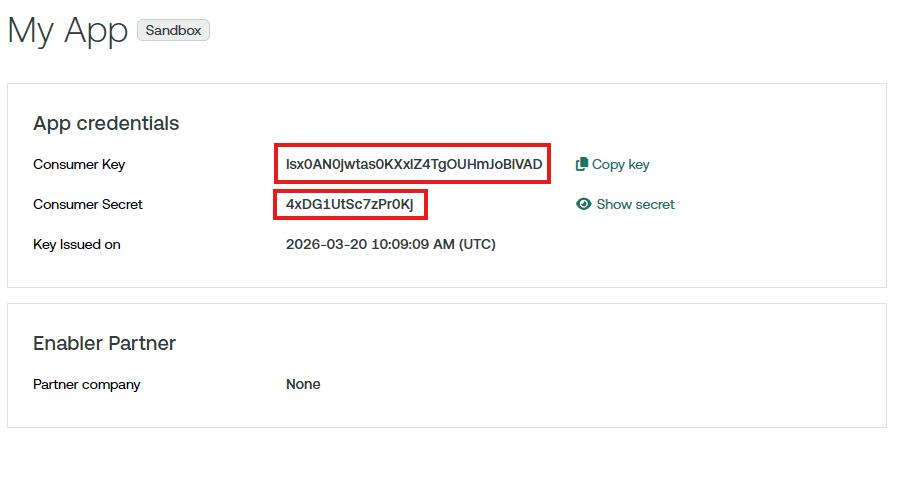 Application credentials